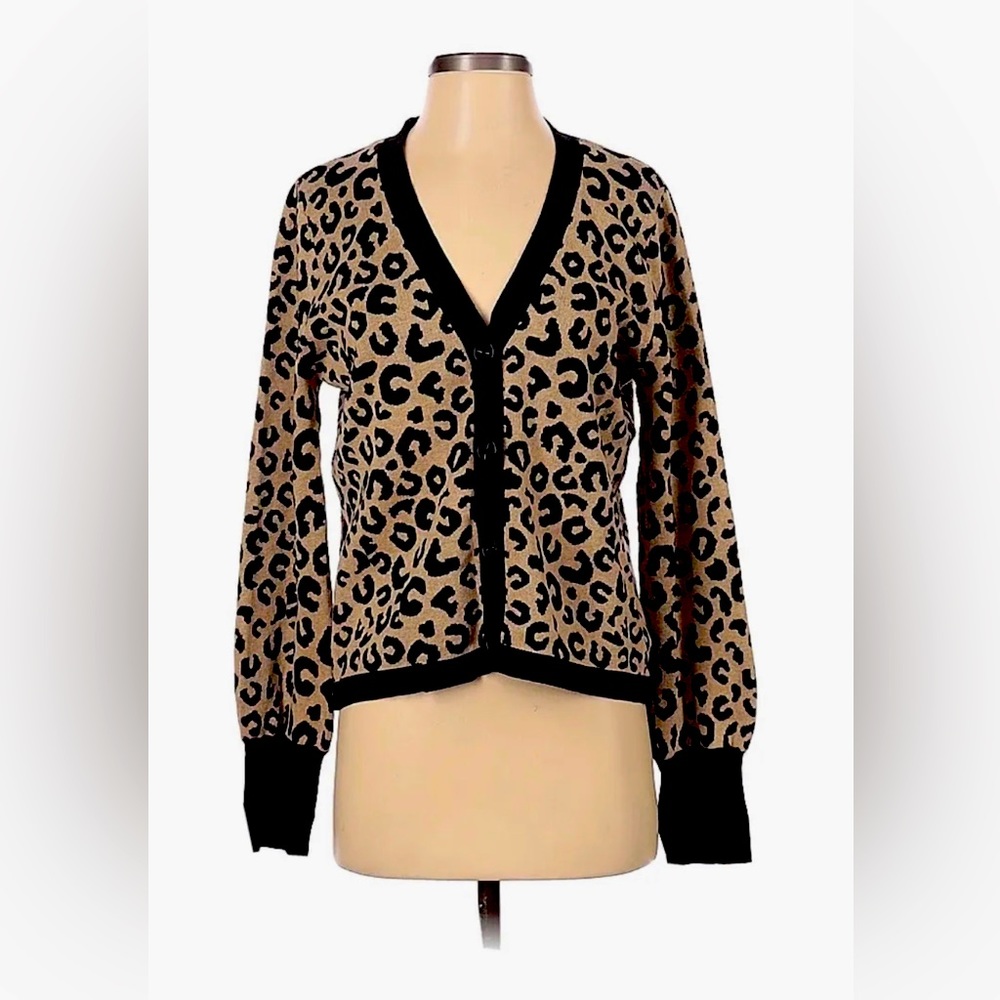 VINCE CAMUTO | Women’s Animal Print Button Front Cardigan Sweater | Size S